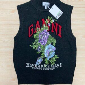 Women’s Dark Grey Rose wool Vest